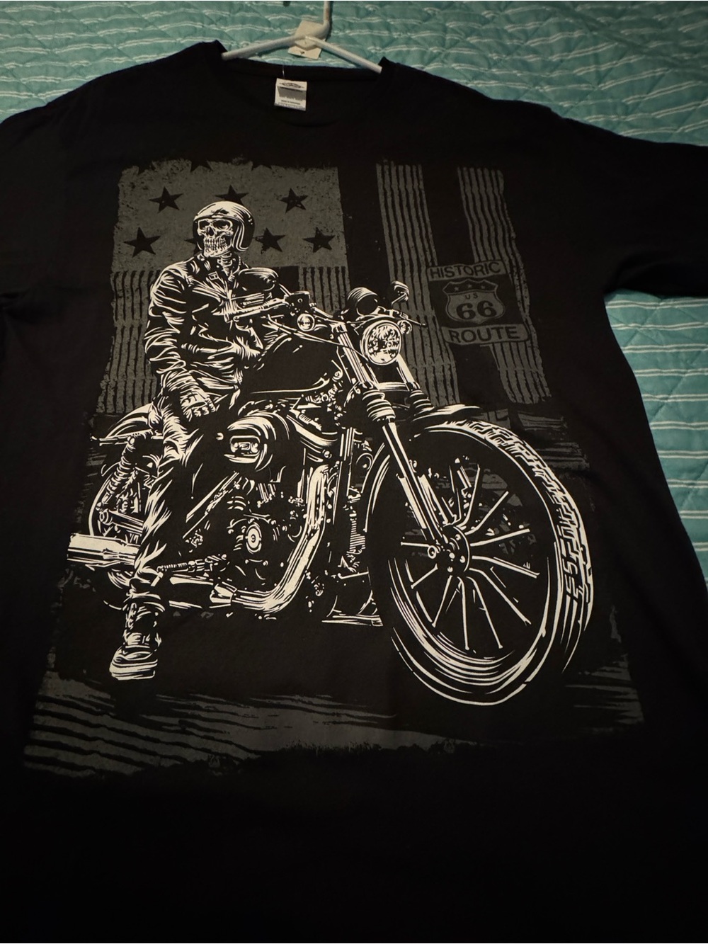 Delta Black Crewneck T-Shirt with Silver Motorcycle Graphic